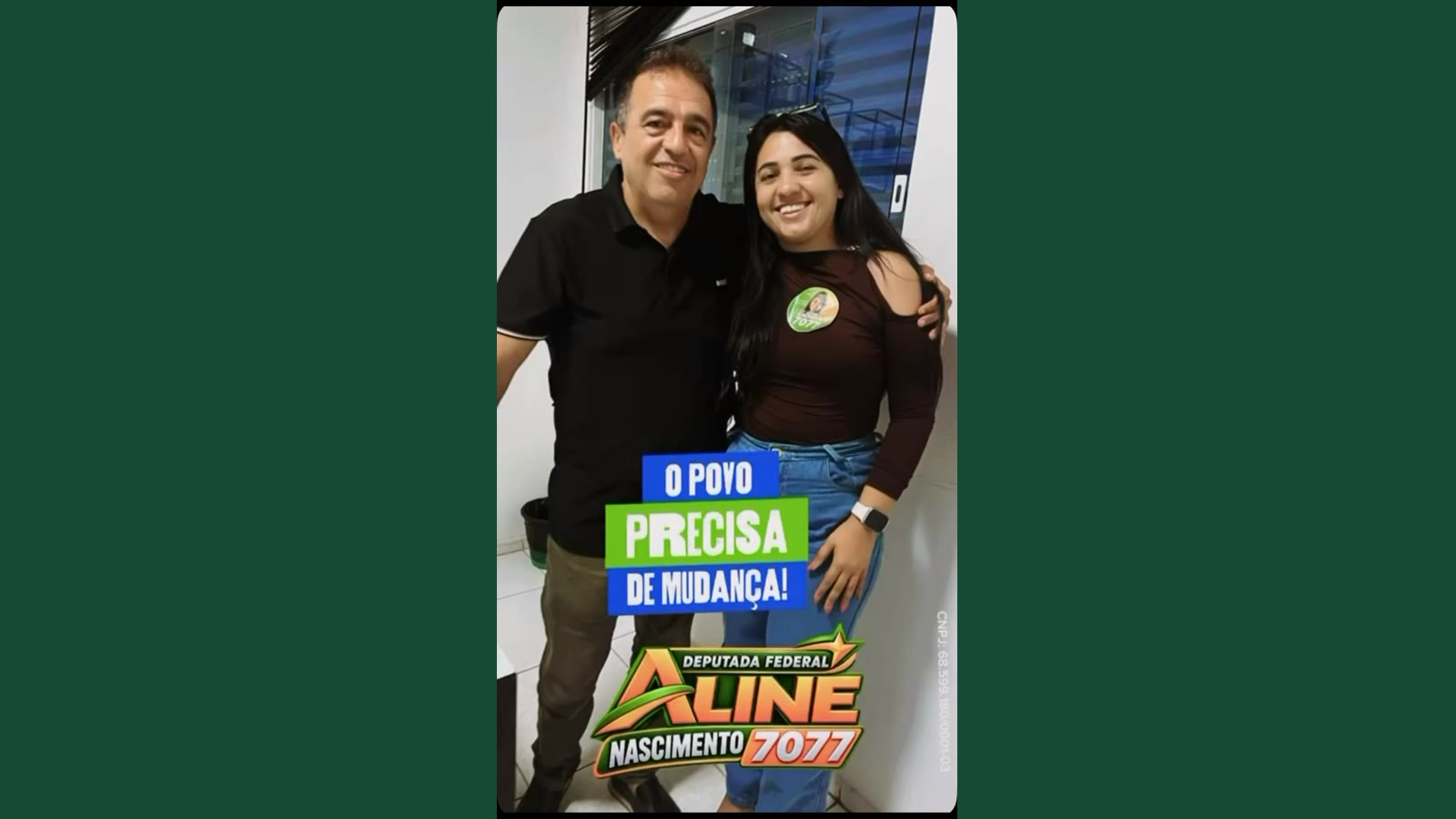 Aline Nascimento ao lado de Jorge em registro da campanha